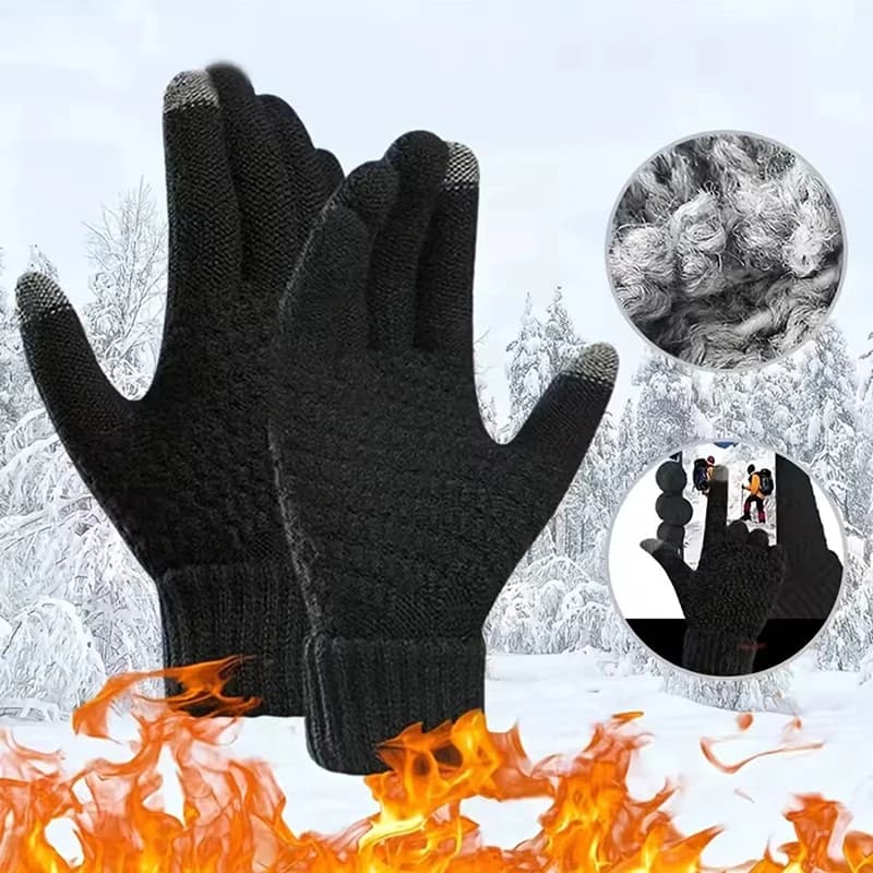 Guanti caldi lavorati a maglia invernali per touch screen unisex Guanti in cotone con giunture ispessite Guanti da studente per pendolari da lavoro