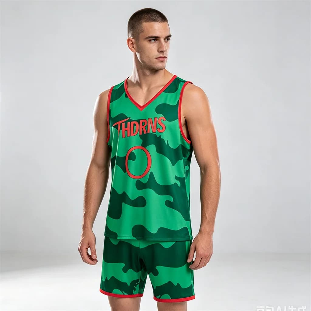 Movie Will Cosplay Costume Thorns Basketball Jersey Set Will 0 Green Camo Uniform Shorts Tank Top Set Sportswear Men Adult