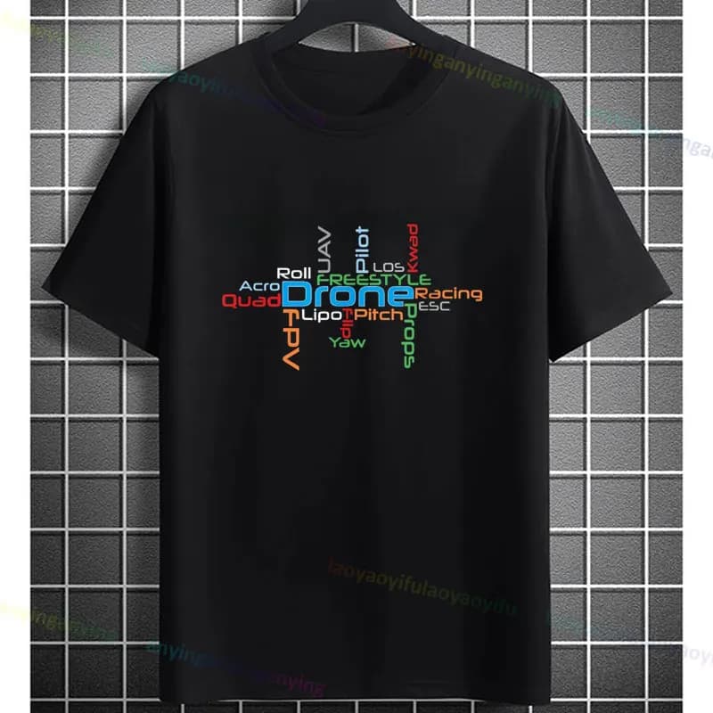 Funny Drone Quad Fpv Racing Freestyle Jargon Graphic T-Shirt Pure Cotton Short Sleeve Casual Sports Tshirt Outdoor Activities