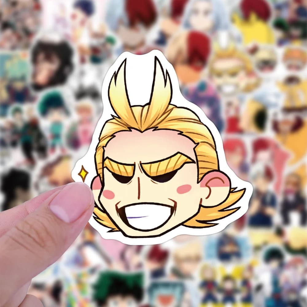 50 Pezzi Adesivi Impermeabili My Hero Anime, Decorazioni Fai-da-Te per Laptop, Chitarra, Skateboard, Valigie