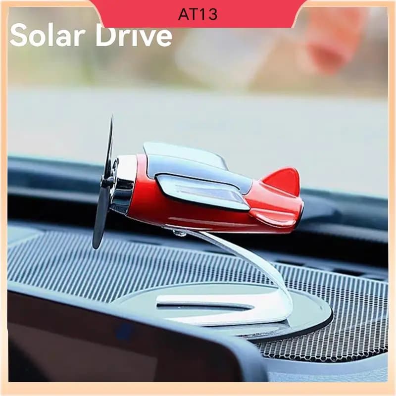 AT13 Ornamenti decorativi per aeroplani rotanti ad energia solare Purificatore d'aria Regalo per amanti dell'aereo Accessori per la scrivania di casa