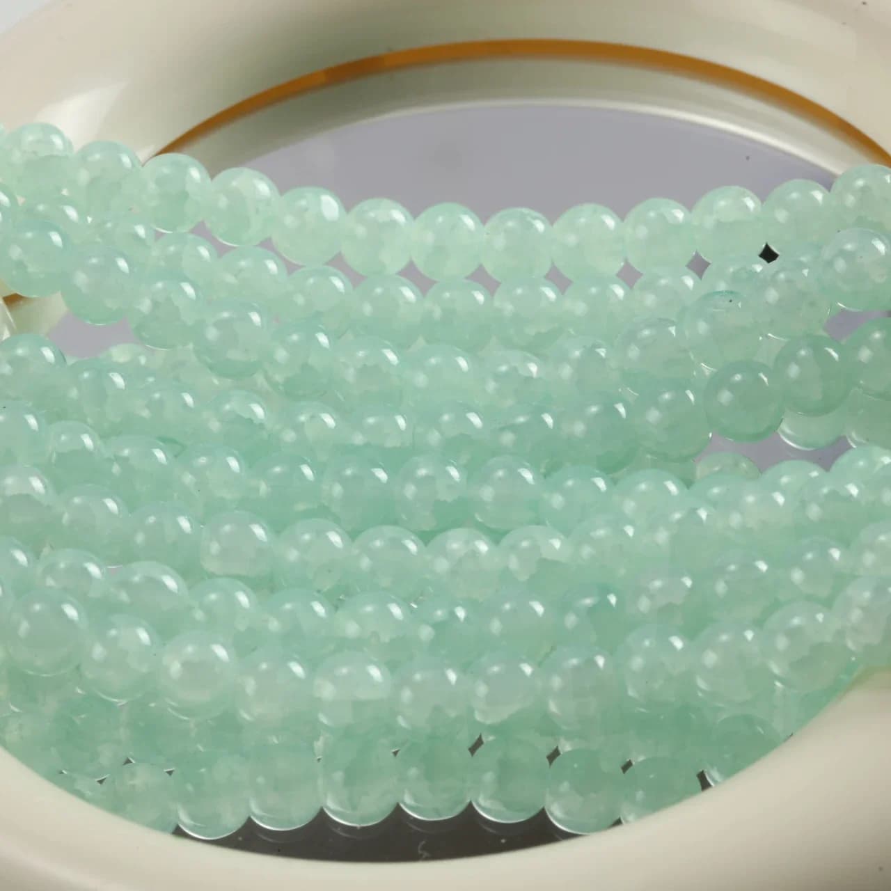 480 pezzi di perline di vetro verde da 8 mm con effetto giada rotta, perline rotonde per la creazione di braccialetti, collane e accessori per gioielli, vendita all'ingrosso.