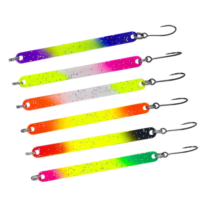 WEIHE1pc Artificial ramato metal fishing spoon with single hook, colored shape, 6 colors, 2.5G, 3G, 4G