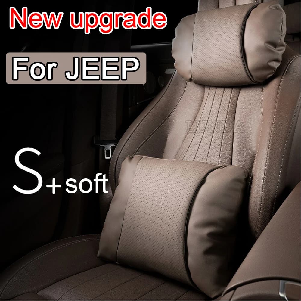 Morbido cuscino per il collo dell'auto in pelle comfort da viaggio cuscino per la vita dell'auto supporto poggiatesta per JEEP Renegade Patriot Compass Wrangler Grand