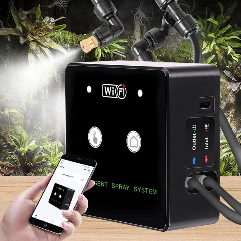 Spruzzatore per foresta pluviale Controllo WiFi Nebbia automatica Kit sistema di spruzzatura temporizzazione foresta pluviale Timer per irrigazione Spruzzatore per rettili Umidificatore