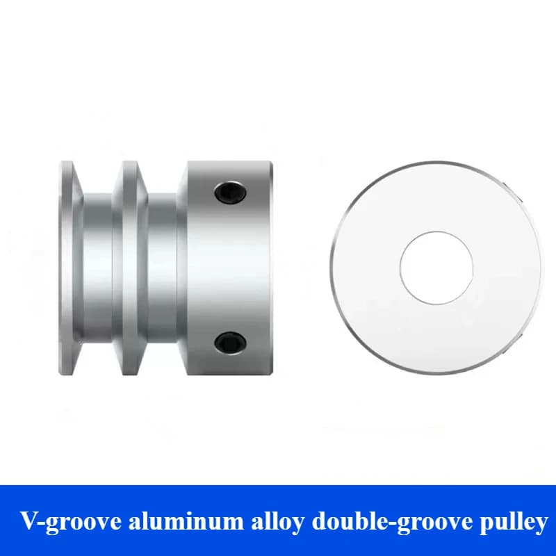 V-groove Aluminum Alloy Double-groove Pulley for: Main Shaft Motor Power Transmission Belt Pulley 6mm PU Rubber Round Belt