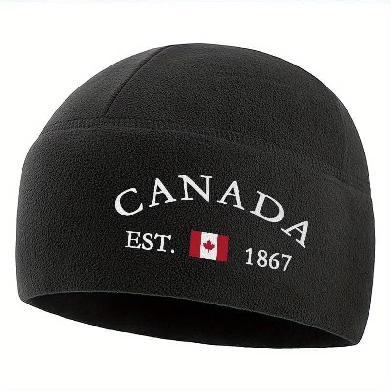 Canada national flag with words EST 1867 Men Women Unisex Beanie Pullover Cap Winter Thermal Hat Warm Christmas Outdoor Cycling