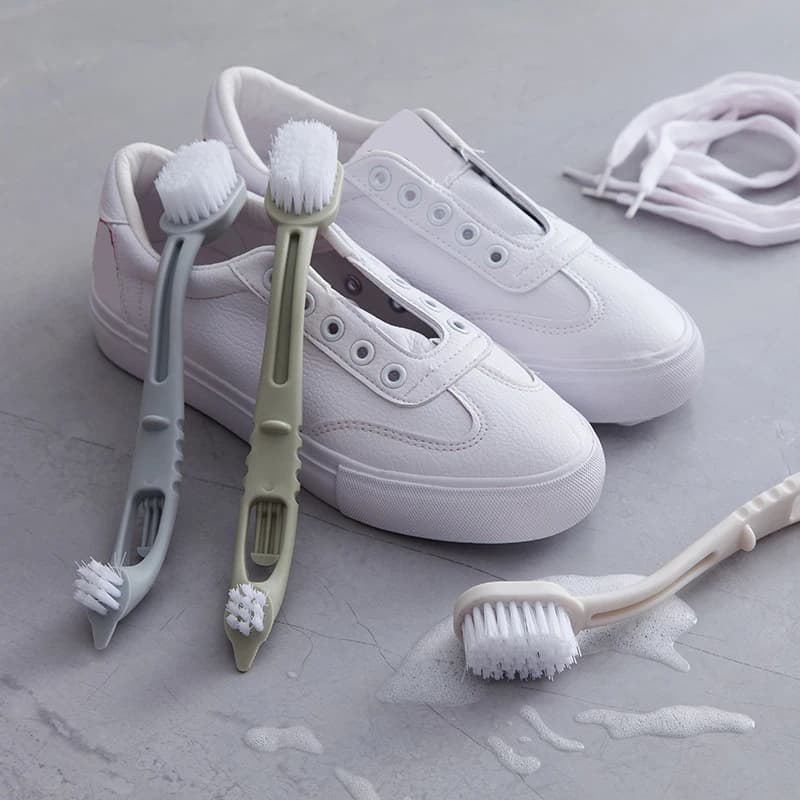 1 pezzo, spazzola per pulizia con manico lungo a doppia testa, spazzola per scarpe con setole morbide, spazzola per pulizia scarpe, spazzola per rimozione macchie, multifunzione