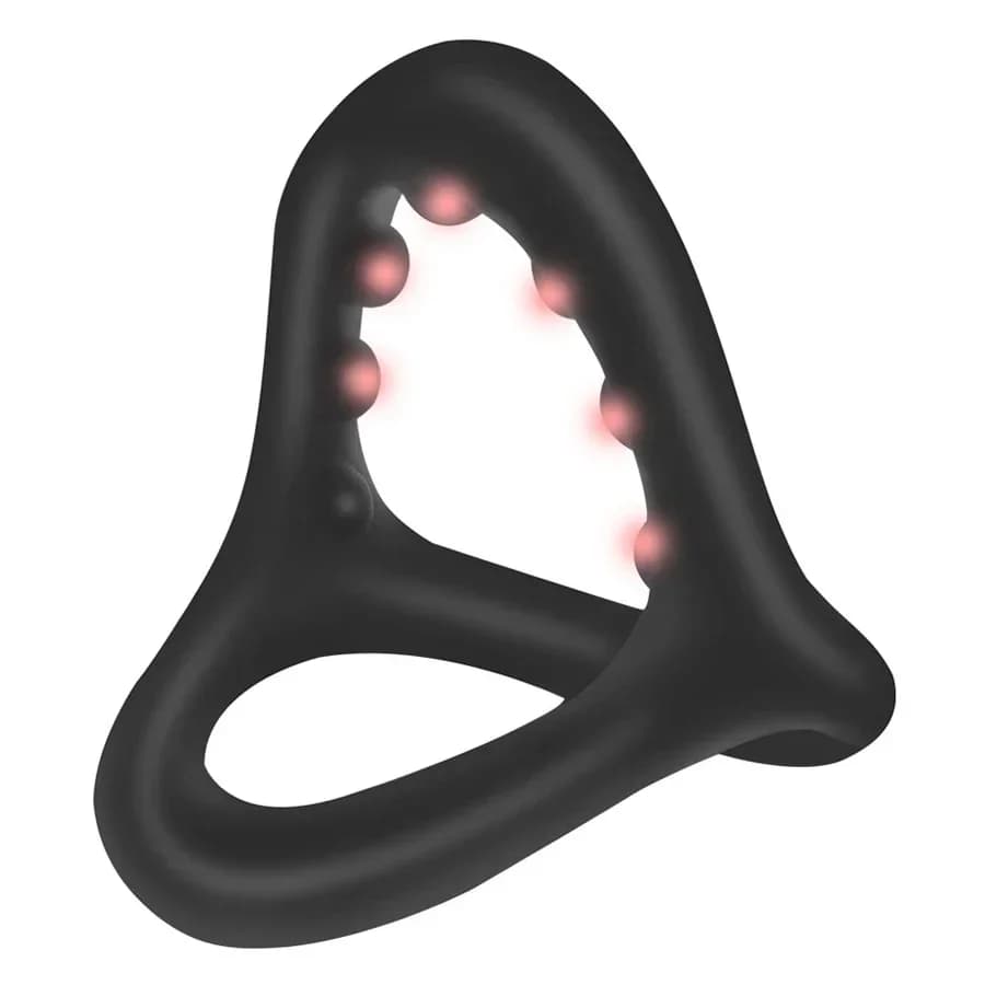 Triple-Loop Silicone Cock Ring–Triangular Design with Stimulating Massage Beads,Erection Enhancer&Delay Ejaculation Male Sex Toy