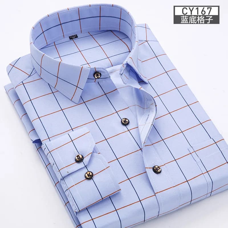 Camicia da uomo nuova Sottile a maniche lunghe stampata primavera/estate non stirabile business casual slim slim moda camicia traspirante