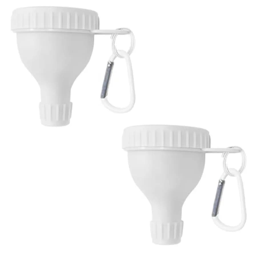 Set di 2 Contenitori per Proteine in Polvere da Viaggio - Mini Funne con Portachiavi, Funne per Bottiglie d'Acqua per Shaker, Bianco