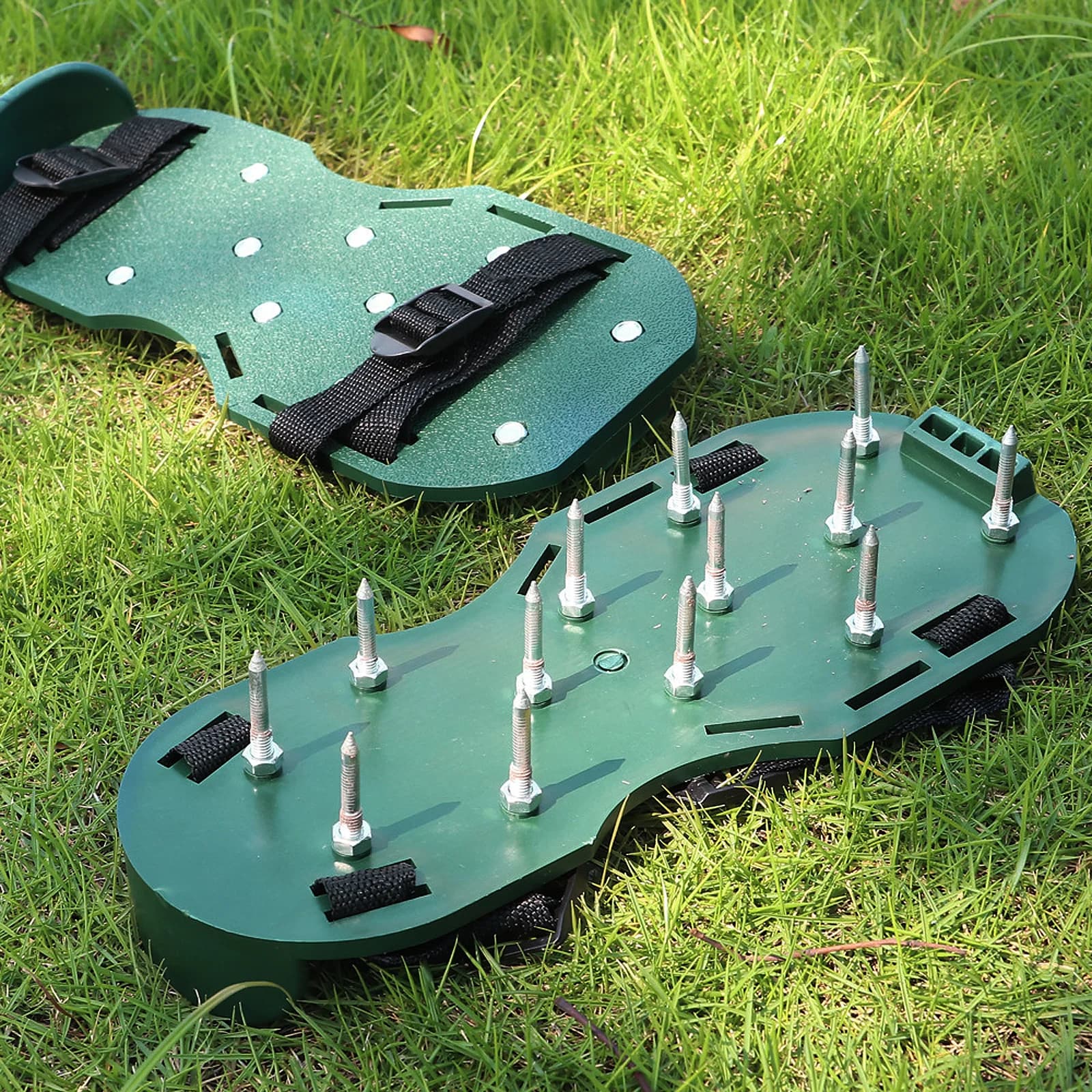 8 pezzi scarpe da prato cinturino lacci per erba nylon nero regolabile giardino aeratore manuale scarpe cinturino sandali da patio cinghie lacci per scarpe