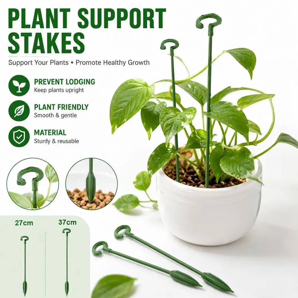 Plastic Plant Supports Stakes 27cm 37cm Orchid Flower Stand Single Stem Fixing Holder For Potted Vegetable Gardening