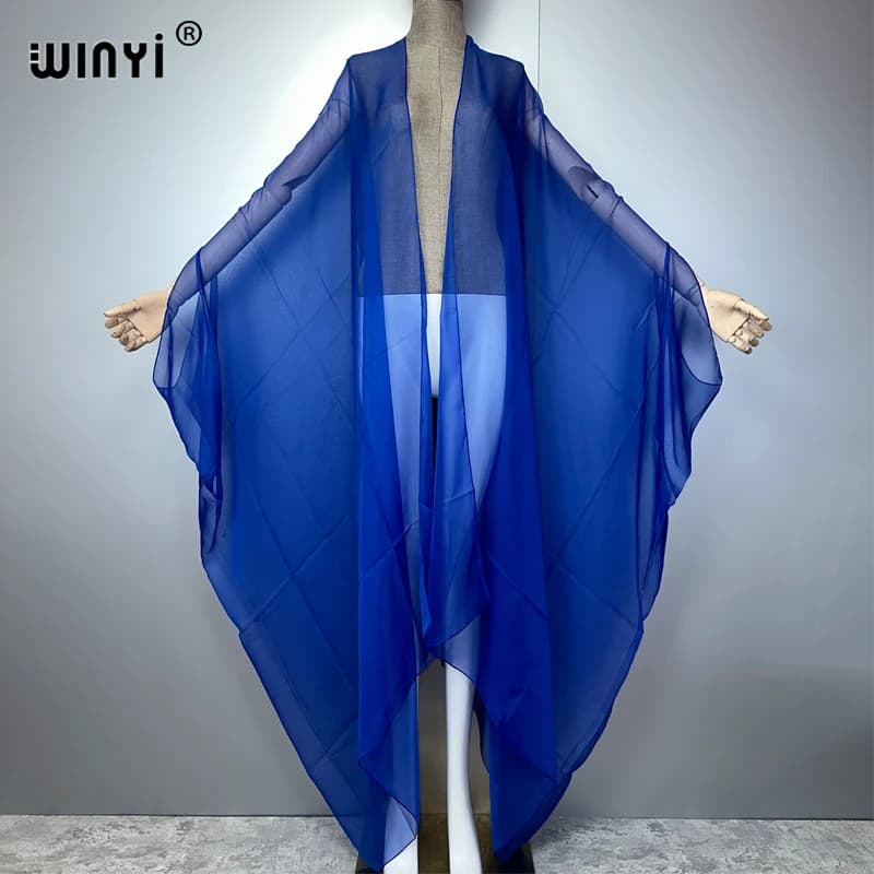 WINYI Beach sexy Cover Up per Costumi da bagno Donna Kimono Costume da bagno Mantello Abito estivo 2025 Beachwear Abito in filato prospettico monocromatico