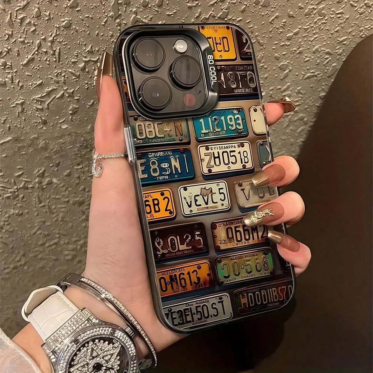 1pc Metal Transparent Case Electroplated Pattern Phone Case, Compatible With IPhone 16 Pro Max, 17/15/14 Plus, 13/12/11, Air