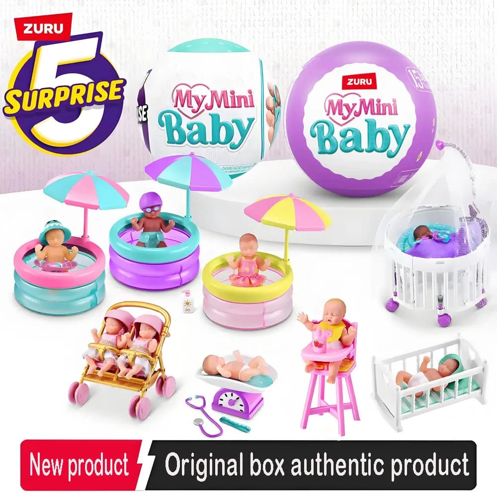 Zuru 5 Surprise Brand Doll Series My Mini Silicone Realistic Baby Mystery Capsule Collection Mini Toy Children's Day Gifts