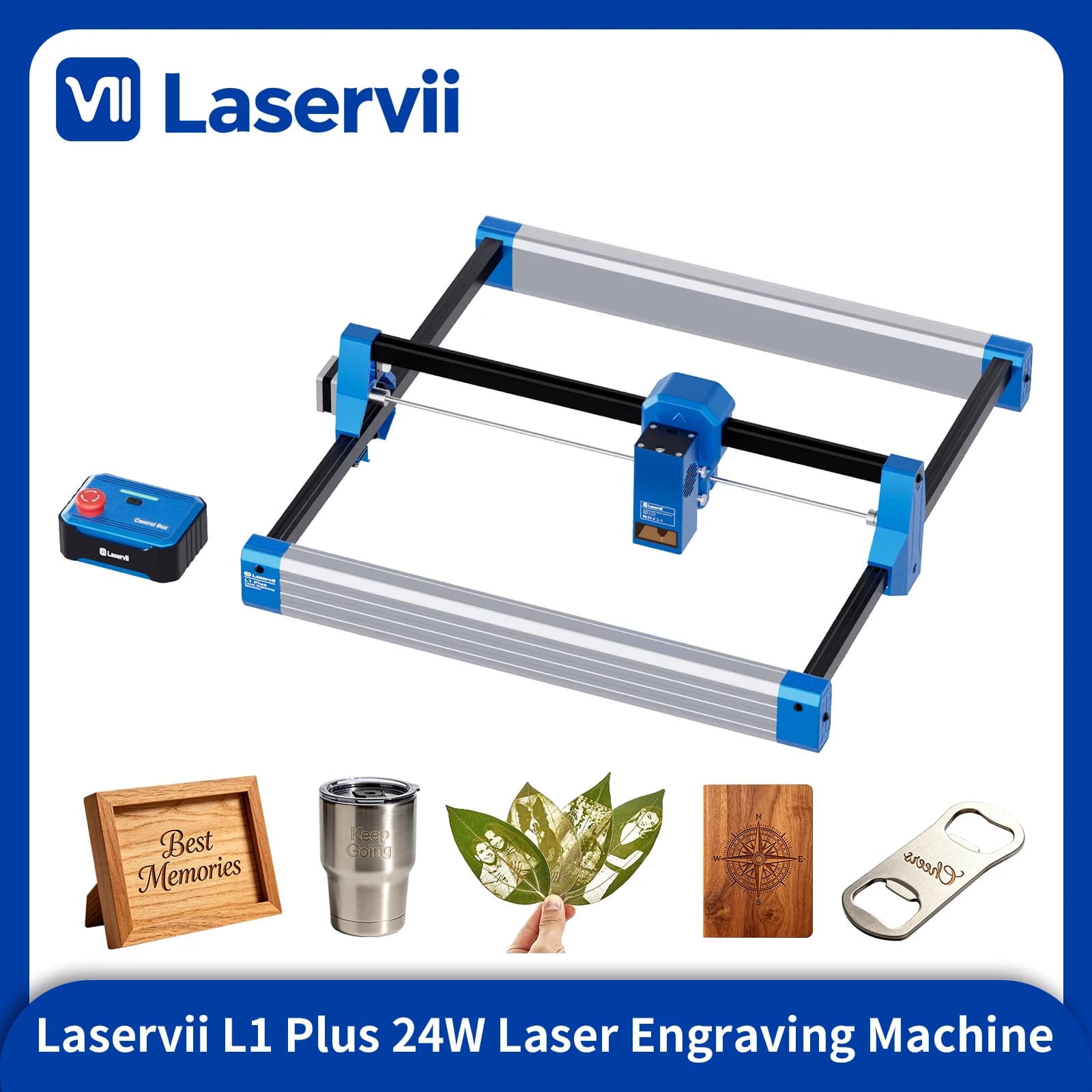 Macchina per Incisione Laser Laservii L1 Plus 24W, Tagliatrice CNC per Legno 420X420mm, Macchina da Taglio Laser a Diodi per Fai-da-Te e Creazione Loghi