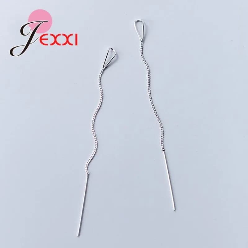 Orecchini pendenti lunghi con nappa per donna Orecchini pendenti con catena in argento sterling 925 Regalo di gioielli di moda femminile per Brincos di nozze