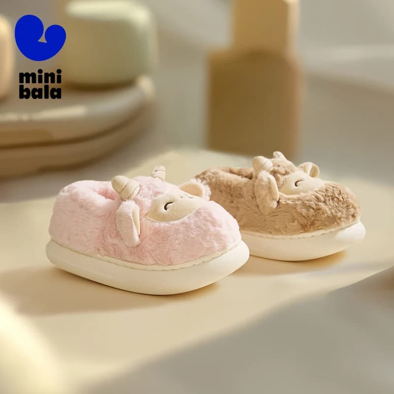 Mini Bala Pantofole in cotone foderate a pelo lungo, morbide ed elastiche, comode, per ragazzi e ragazze per uso domestico