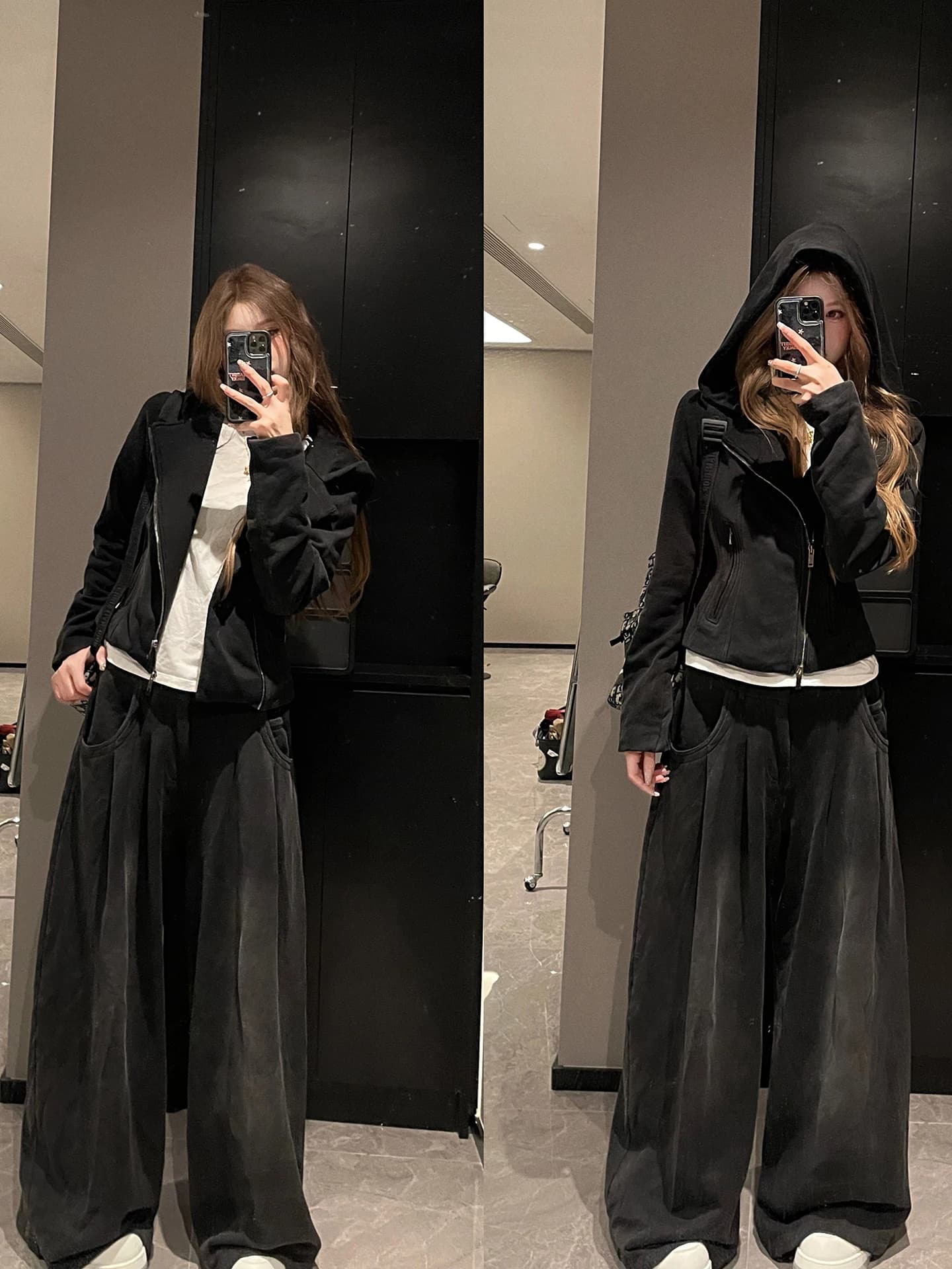 Tongiiuu Daily Chill Set da donna con giacca con cappuccio casual e pantaloni a gamba larga, completo comodo e alla moda, set da due pezzi