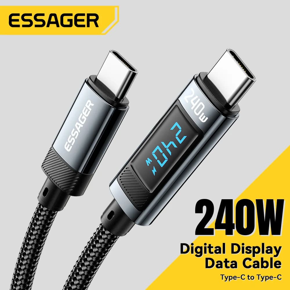 Essager 240W USB Type C USB C Cable 100W PD 3.1 Fast charging cable for MacBook Pro Xiaomi Samsung Laptop USBC Cable 2M