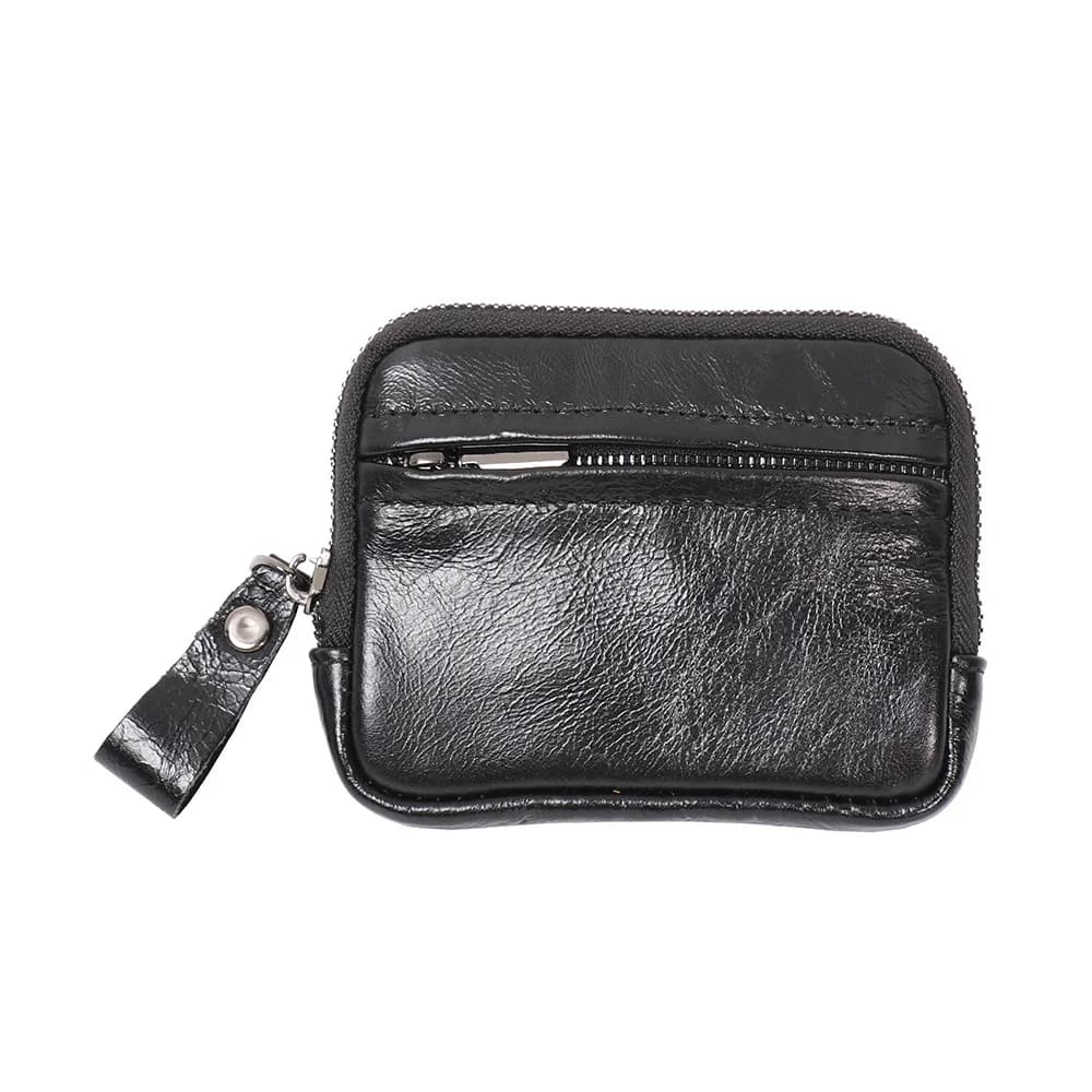 Portafoglio in vera pelle per uomo e donna - Porta carte bifold con blocco RFID con tasca portamonete - Fermasoldi sottile con cerniera in morbida pelle bovina