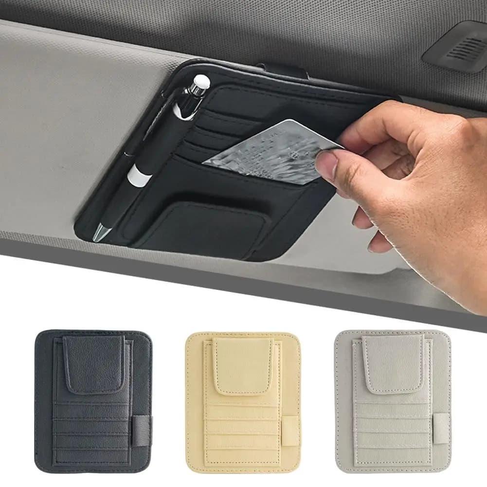 Organizer per visiera auto, borsa multi-tasca, porta carte e occhiali, resistente ai graffi, per interni auto