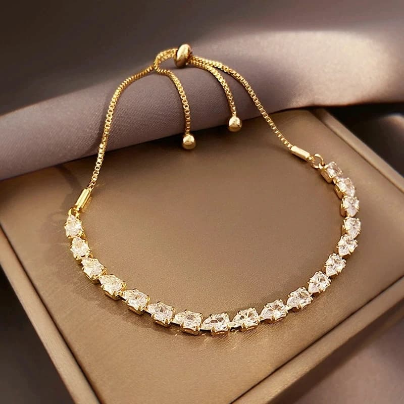 Bracciale di moda di lusso regolabile in zirconio per le donne Bracciale quadrato geometrico per gioielli di temperamento di nozze di festa