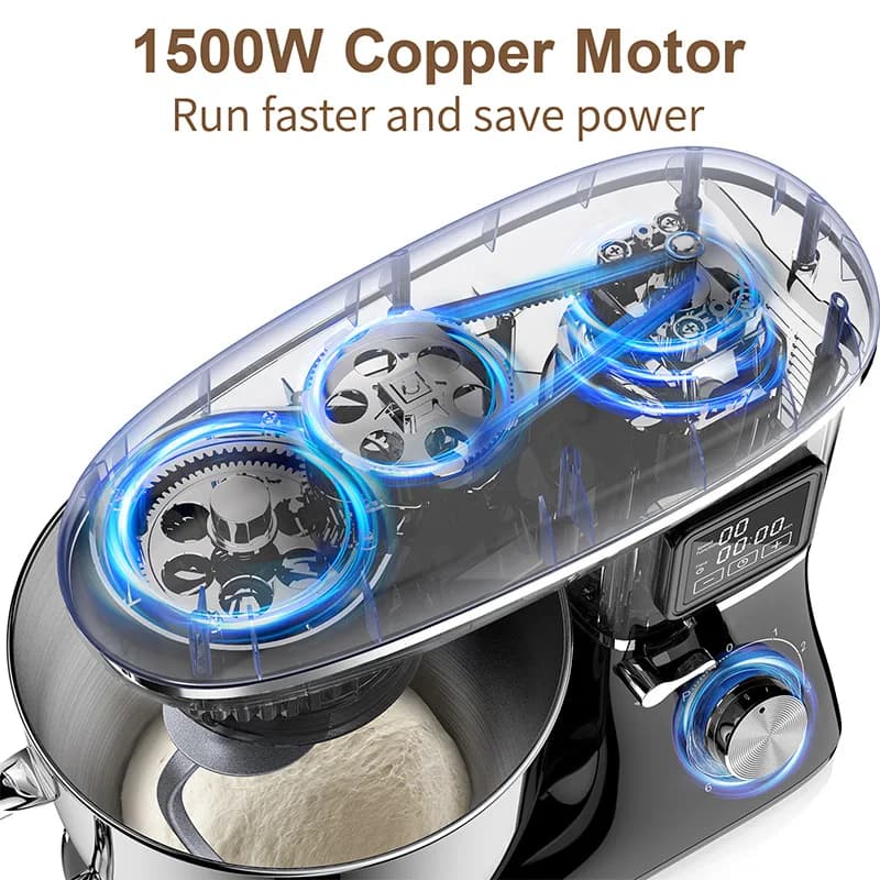 SIHAO 1500W 6-Speed 6.2L Kitchen Food Mixer Electric Blender Automatic Timing Stand Mixer Cream Egg Whisk Whip Dough Kneader