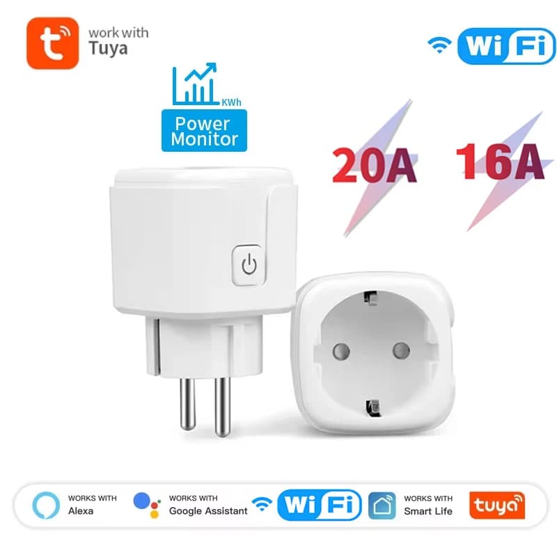 Presa Intelligente Tuya Zigbee 20A/16A EU con Monitoraggio Energetico, Funzione Timer e Controllo Vocale tramite Alexa, Google Home, Alice