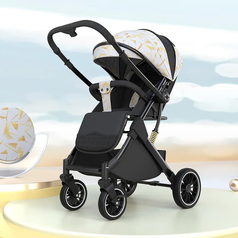 Passeggino convertibile a 2 vie Passeggino pieghevole leggero con assorbimento degli urti, sedile reclinabile per neonati fino a 3 anni