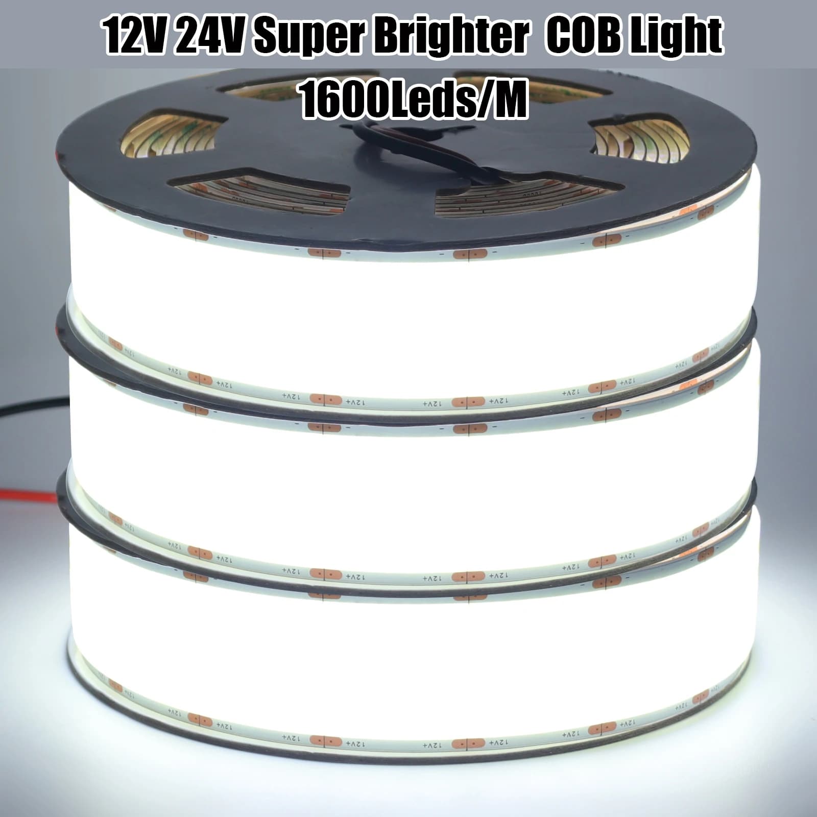 1600 LED/M High Brightness COB Strip Hot / Natural White 3000K 4000K 6000K Flexible Ribbon LED Light DC 12V 24V