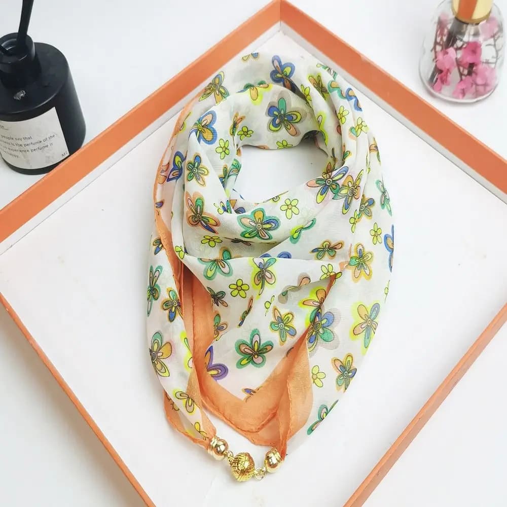 Sciarpa da Collo da Donna con Chiusura Magnetica, Stile Coreano in Chiffon, Sciarpa Quadrata di Lusso in Seta per Primavera