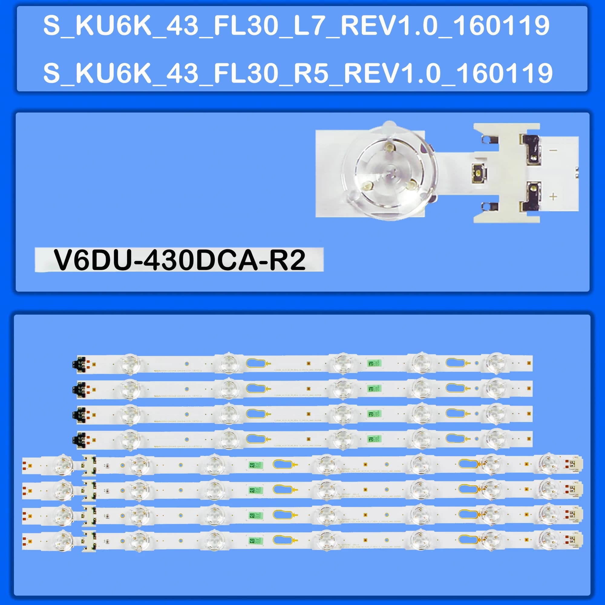 LED Backlight Strip for UE43KU7000U UE43MU6100K UE43MU6100U UE43MU6100W UE43MU6102K UE43MU6103U UE43MU6105K UE43MU6120K