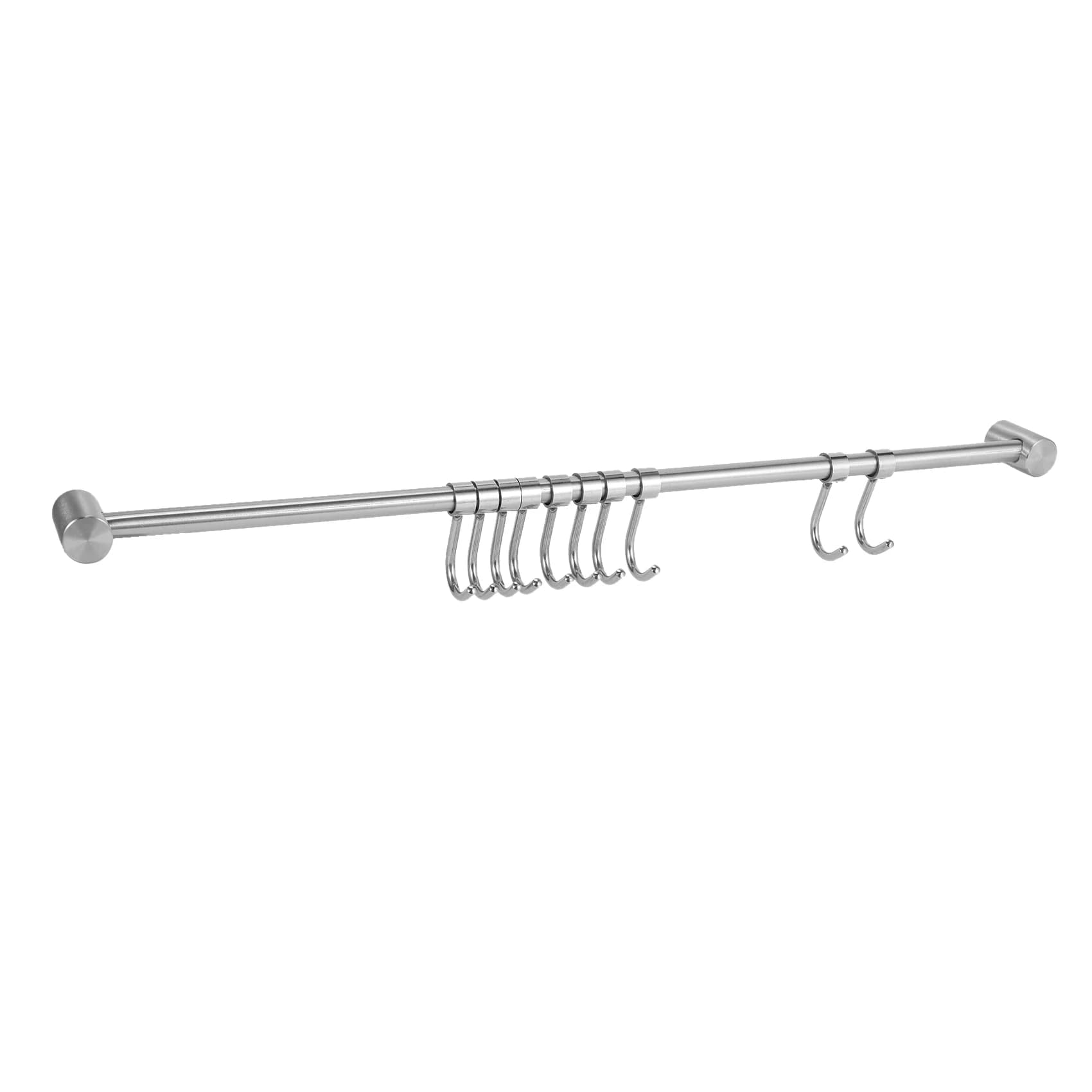 A84X-4X Kitchen Rail Rack Wall Mounted Utensil Hanging Rack Stainless Steel Hanger Hooks 10 Sliding Hooks