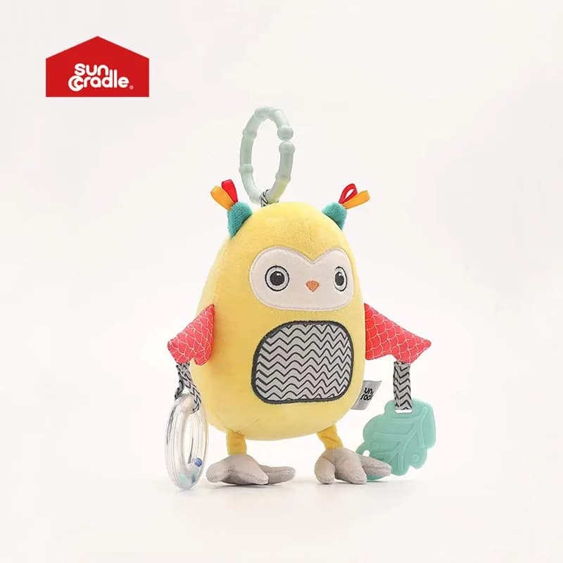 Suncradle Simpatico Mobile per Culla e Passeggino a Forma di Gufo con Suono di Campanello, Giocattolo Musicale Appeso Calmante per Neonati, Regalo per la Cameretta