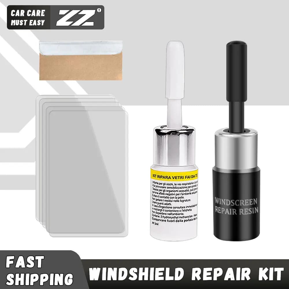 Per lungo grande chip crepa strumento di riparazione del parabrezza dell'auto finestra di vetro kit di ripristino del parabrezza rinnova set completo pellicola della lama della tazza in resina