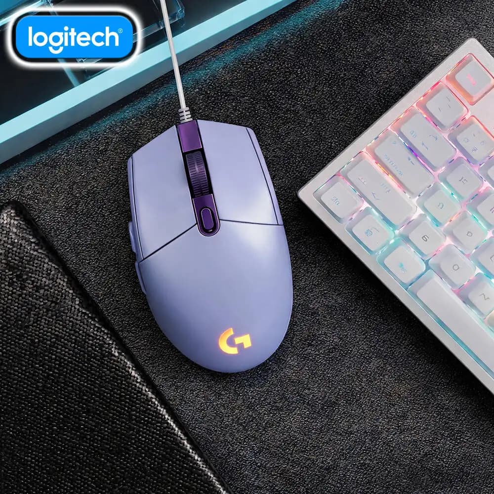 Logitech G203 LIGHTSYNC Gaming Mouse 8000 DPI Adjustable RGB Backlight 6 Buttons On-Board Memory PC Mac Sturdy Build Quality
