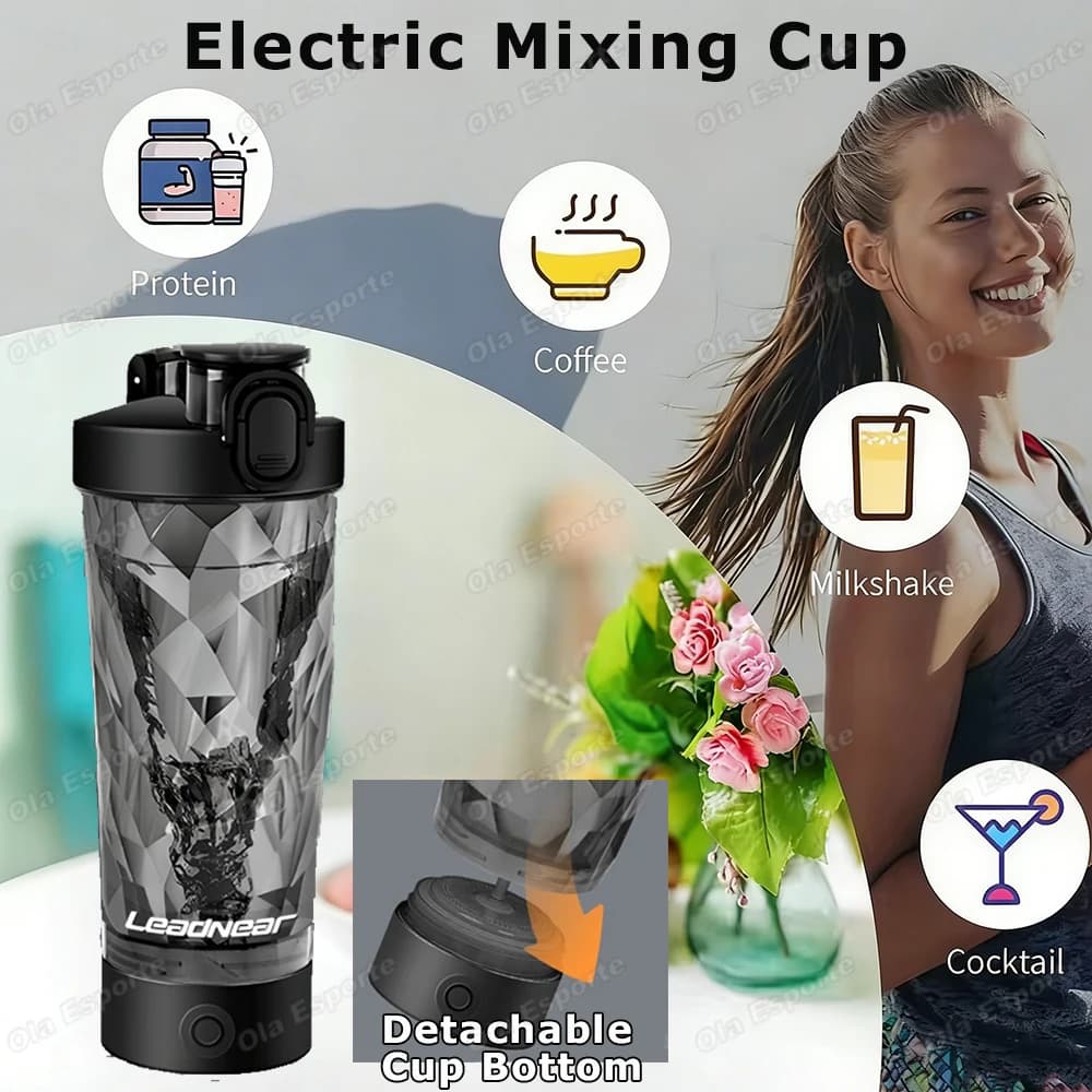 700ML Electric Blender Cup Portable Mixing Cup Milk Powder Protein Powder Blender Automatic Shaker Cup Travel Outdoor Sport Gym