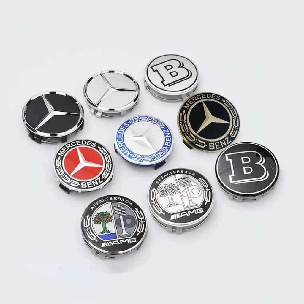 4 Pezzi 75mm Coprimozzo Centrale Ruota Auto in Metallo con Emblema per Mercedes Benz AMG GLK GLE GLC W203 W206 W220 W205 W211 W212 201