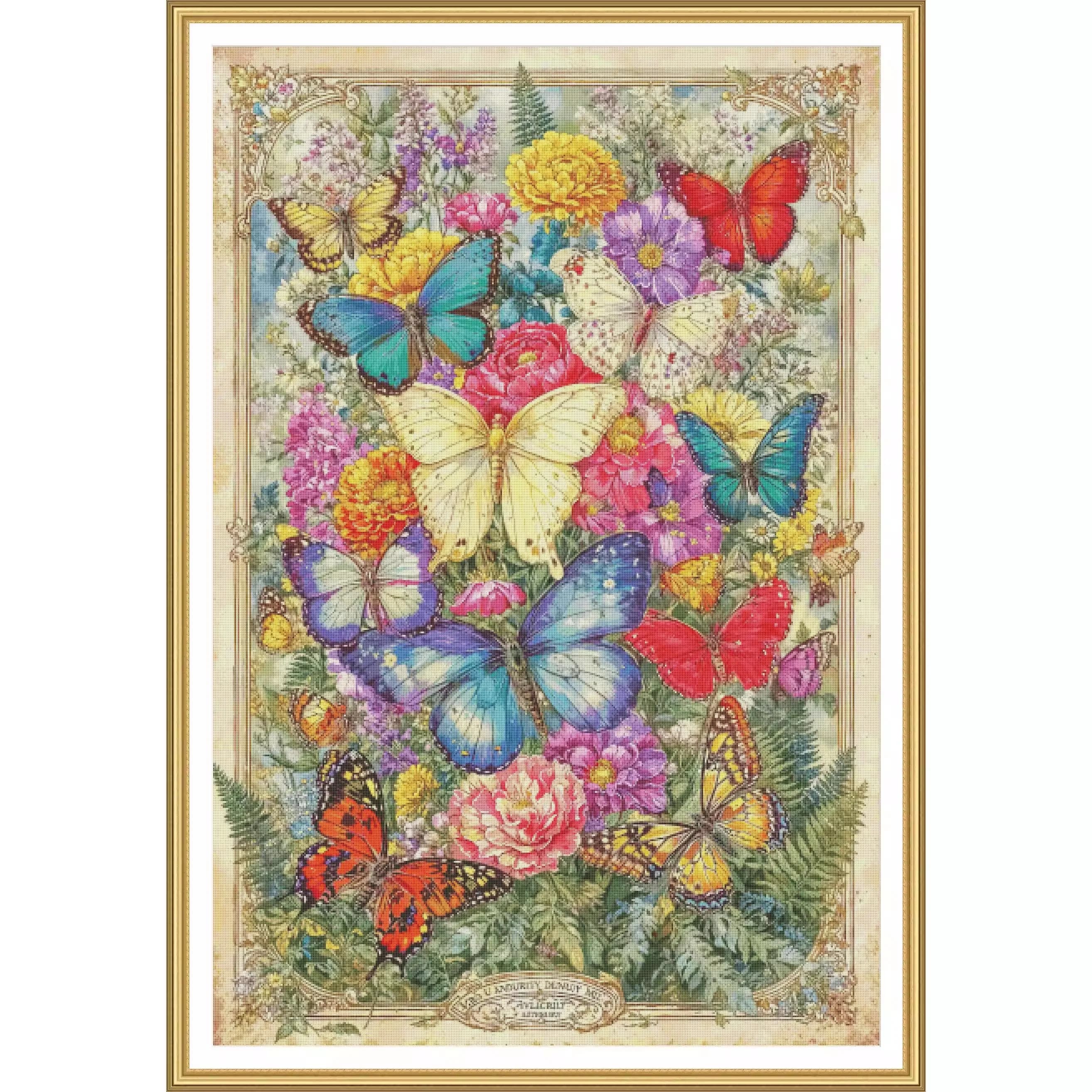 ZZ8215- butterfly 18CT 14CT 16CT Stamped Canvas Cross Stitch DIY Chinese Pattern Kit Home Needlework Embroidery 149 Colors