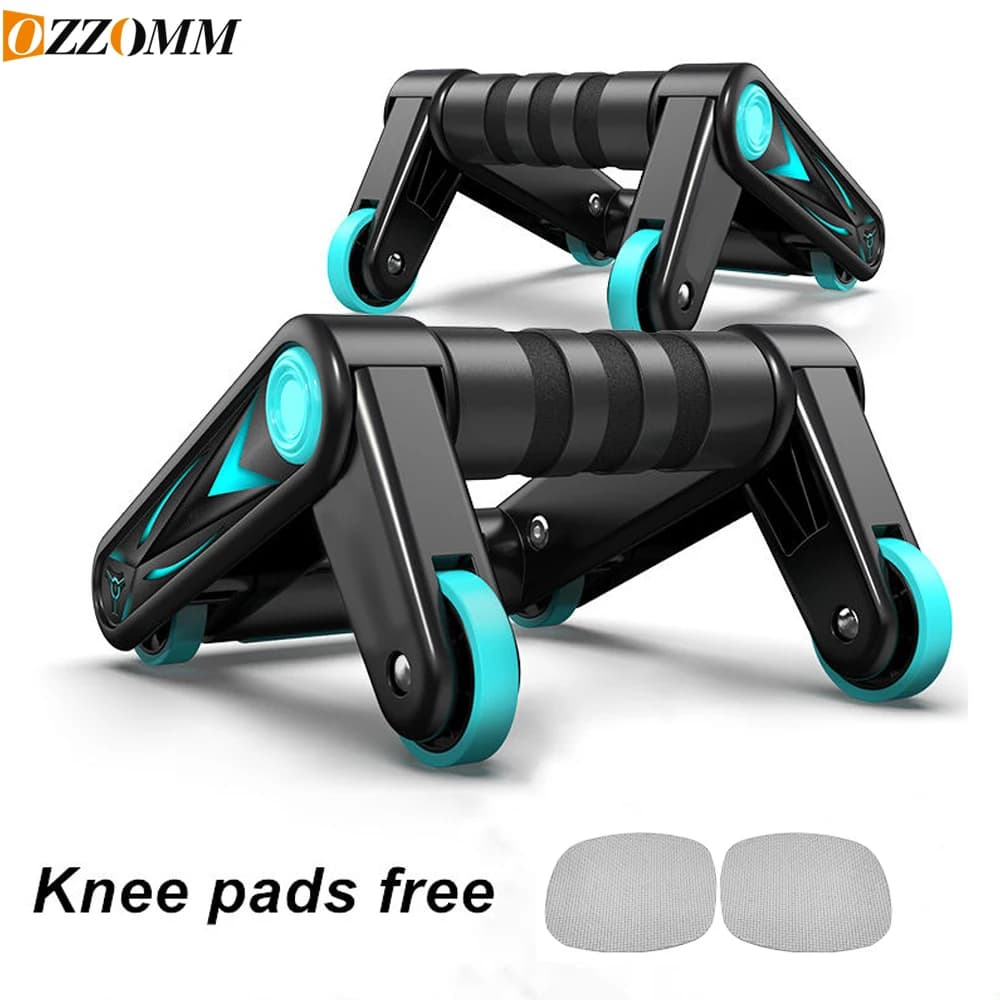 1 piece of Ab 2 in 1 roller for heavy duty and push up bar | Supports 450 pounds, folding with knee pad for basic workouts at home | Men and women