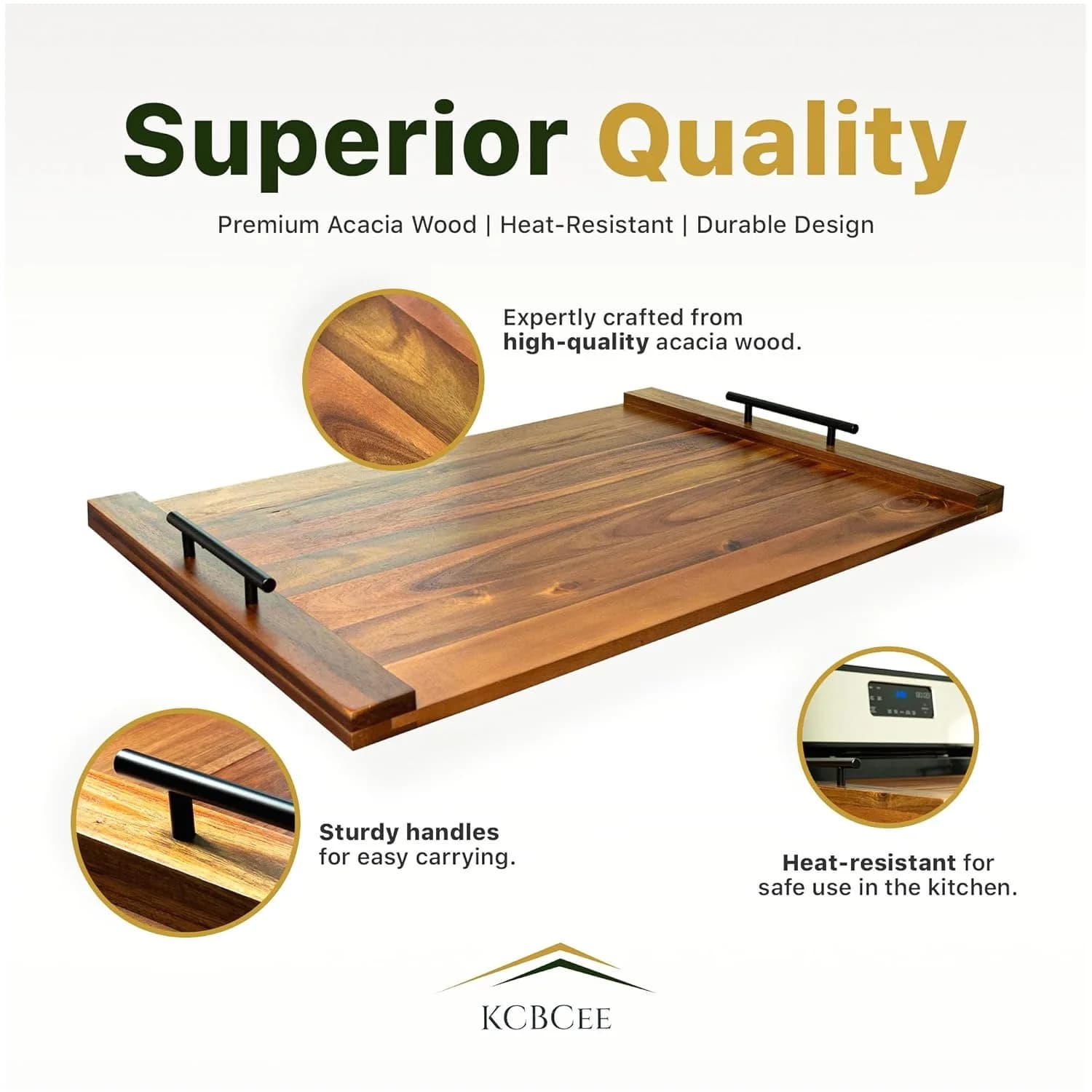 Acacia Wood Multi-Use Serving Tray – Stove Top Cover, Cutting Board & Charcuterie Board – Natural Rustic Kitchen Decor, Countert
