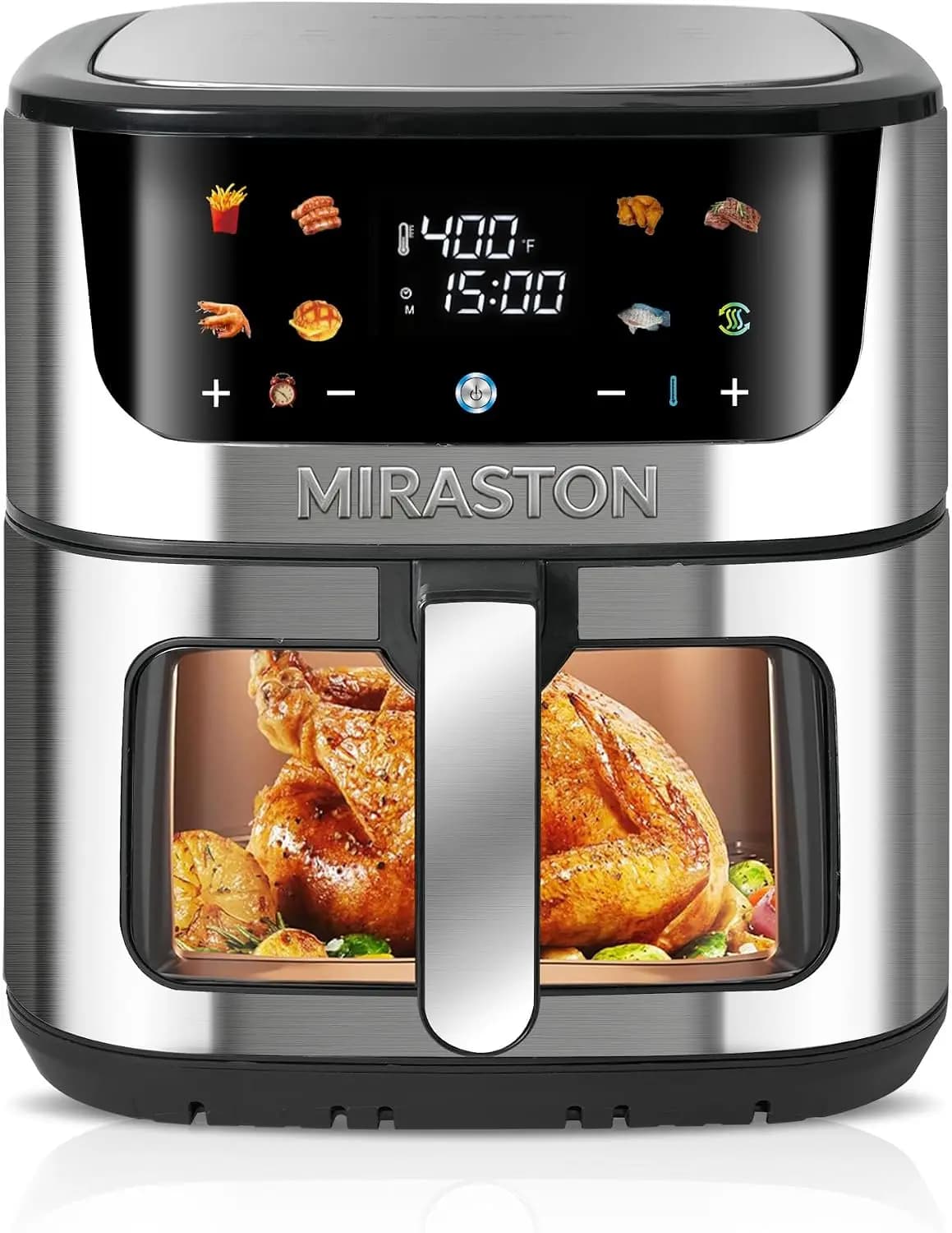 Large 8.5QT Air Fryer with Color Touchscreen and 8 Presets, Large Family Size Airfryer with Visual Window for Fast Healthy Cooki