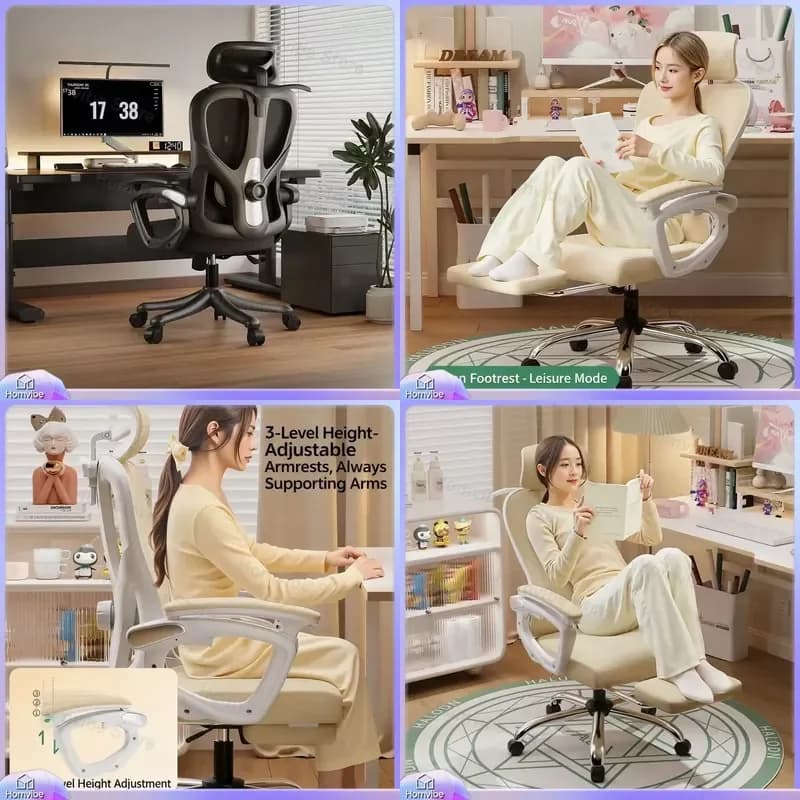 Ergonomic Gaming Chair with Lumbar Support and Adjustable Height for PC Gamers Office Desk Chair Computer Chair for Long