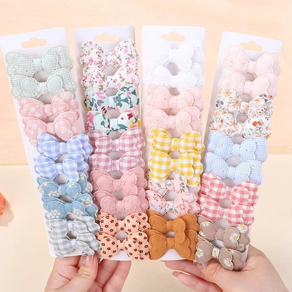10 pcs/set Beautiful Fabric Printed Hair Strings Dances for Girls Handmade Boutique Mini Bars Copricapi Kids Hair Accessories 2025