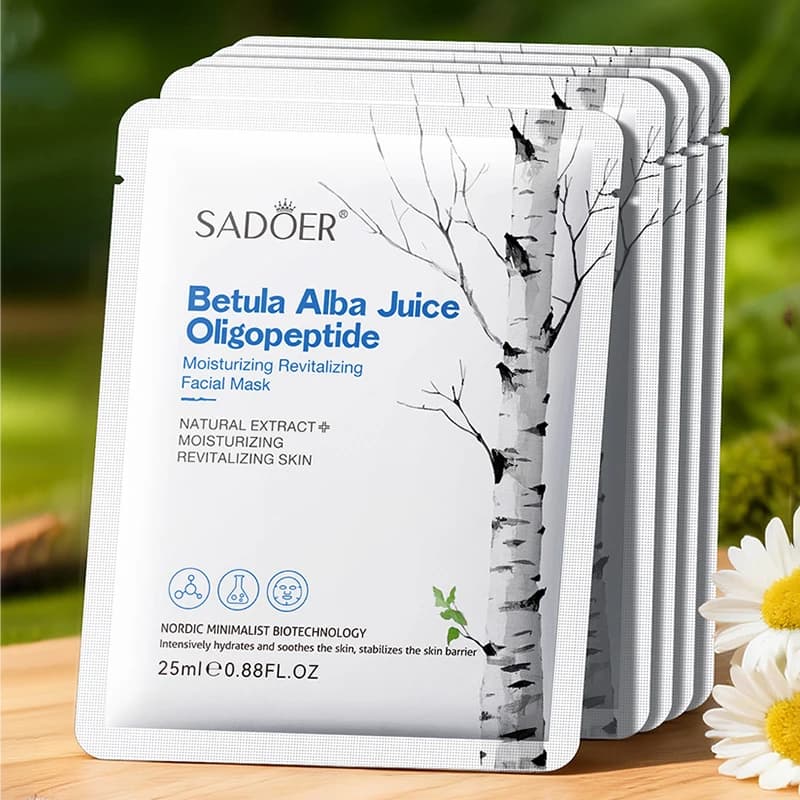 5 pieces SADOER Birch juice masks for face anti-wrinkle moisturizing anti-aging whitening mask for face skin care collagen masks
