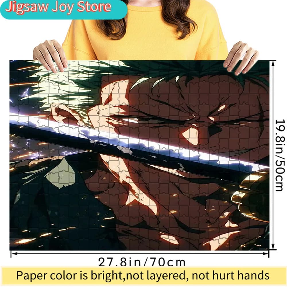 Puzzle di Carta Premium One Piece Roronoa Zoro Scena di Battaglia Intensa con Spada Arte Anime Puzzle in Cartone di Alta Qualità per F