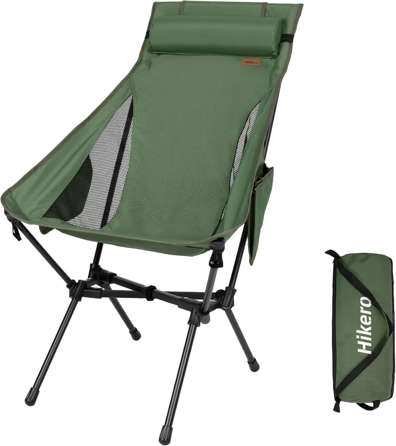 Durable portable camping chair, 440 pounds, lightweight folding chair with adjustable hiking cushion, beach, shoulder backpack