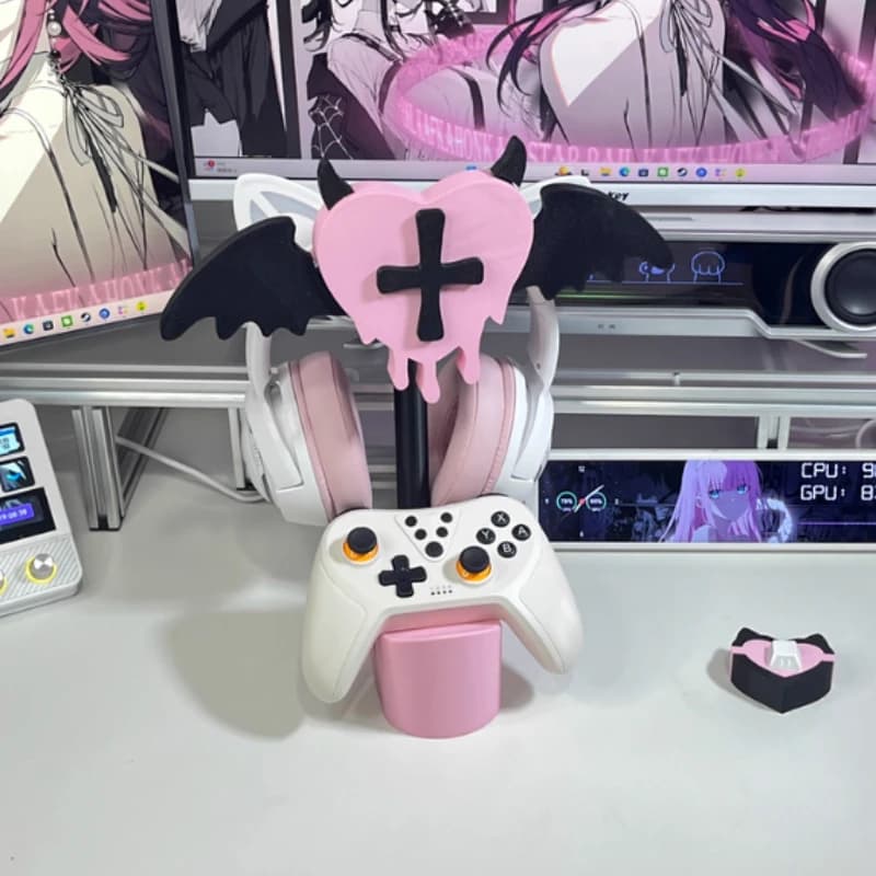 Supporto per Cuffie a Forma di Piccolo Diavolo in Materiale PLA, Porta Cuffie Personalizzato e Carino, Decorazione da Scrivania, Supporto per Auricolari